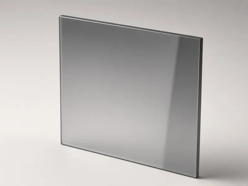 Grey tinted glass panel with a polished edge